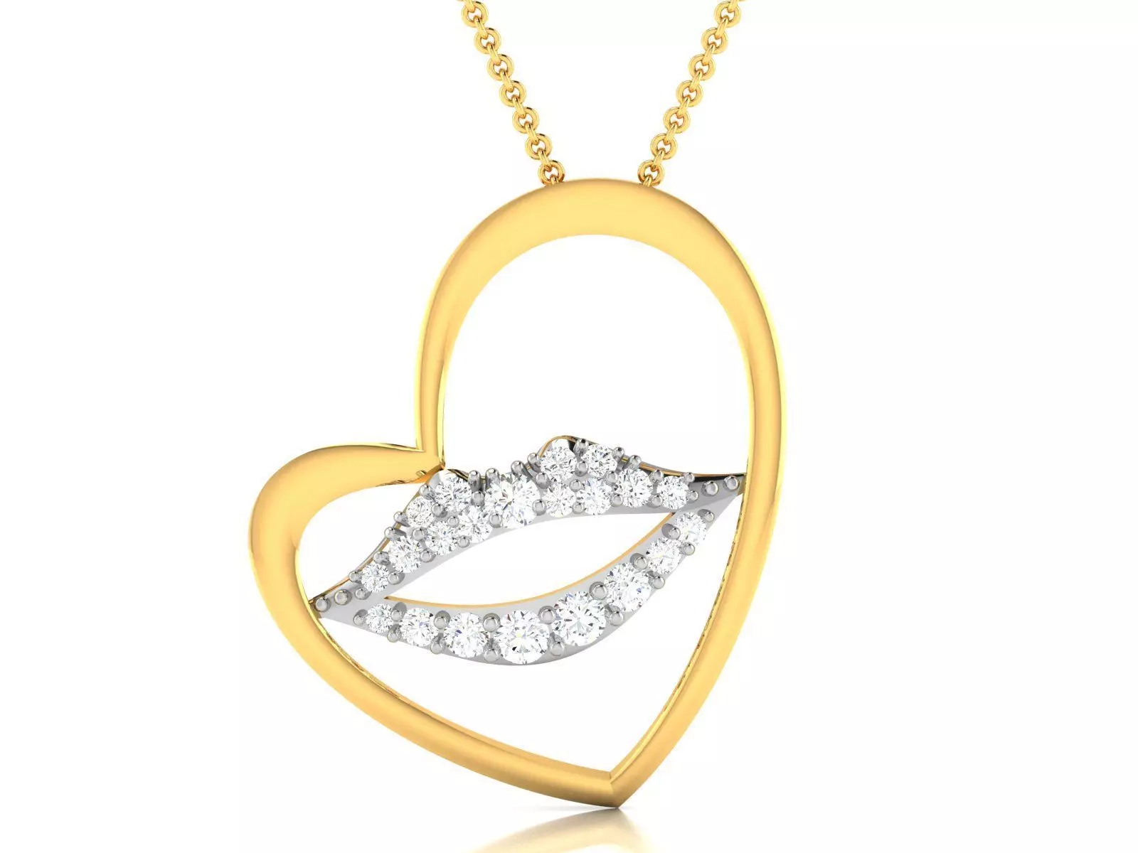 Women heart-kiss pendant 3dm render detail 3D print model