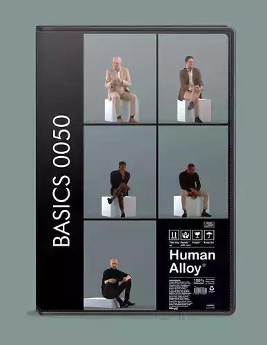 Low poly set of 3D man sitting 3D model