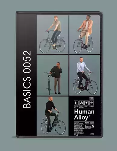 Low poly set of 3D men on a bike 3D model 3D model