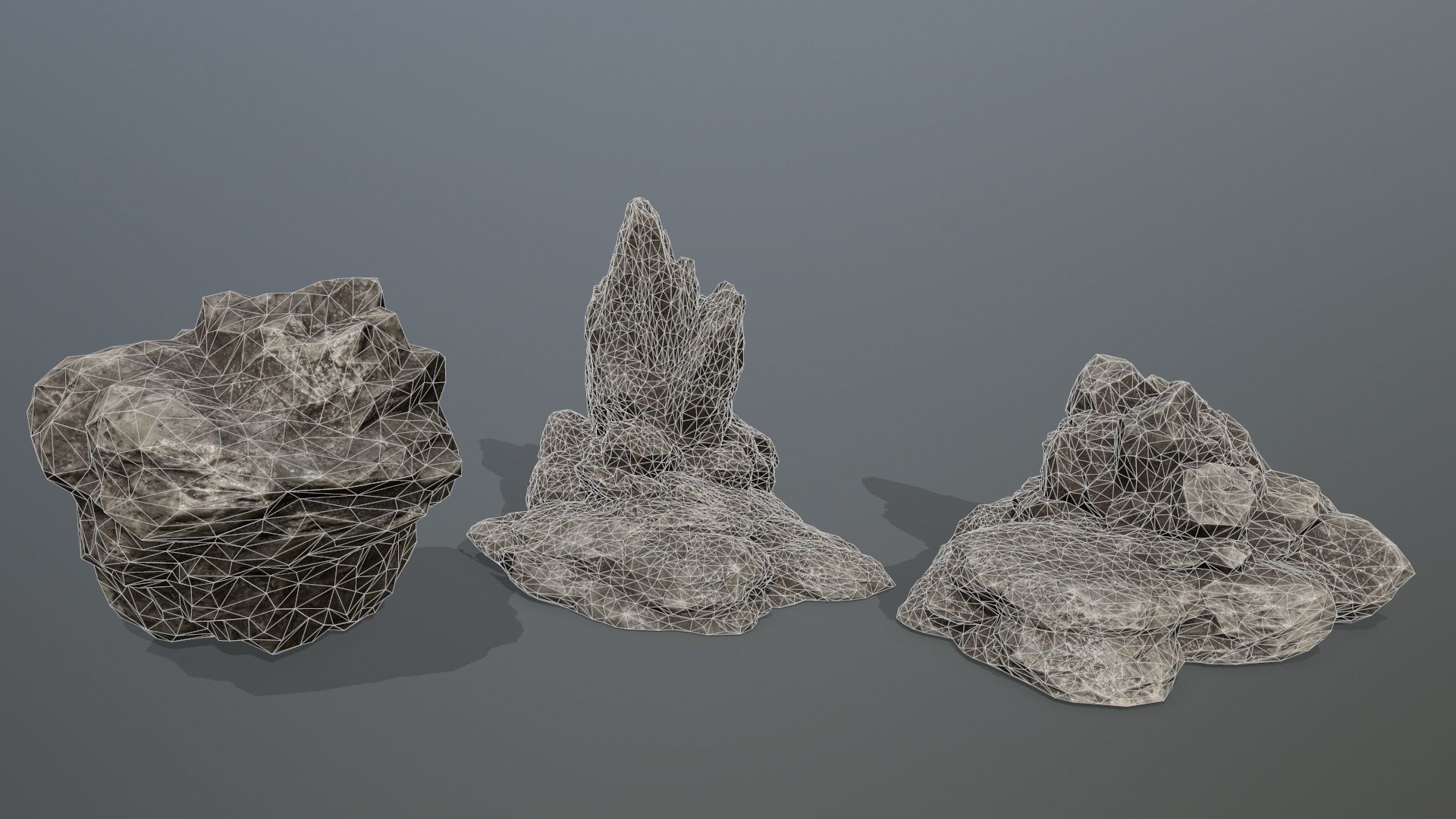 Rock Set Low-poly 3D model_1