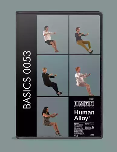 Low poly set of 3D women driving a car