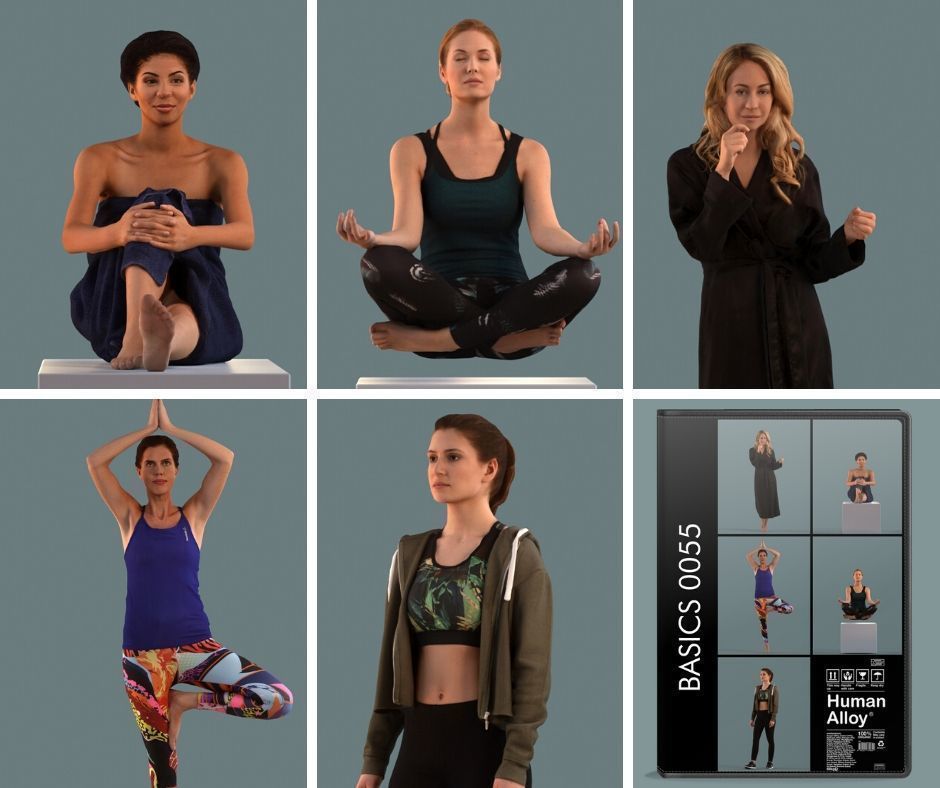 Set of 3D women at the gym and spa 3D model_1