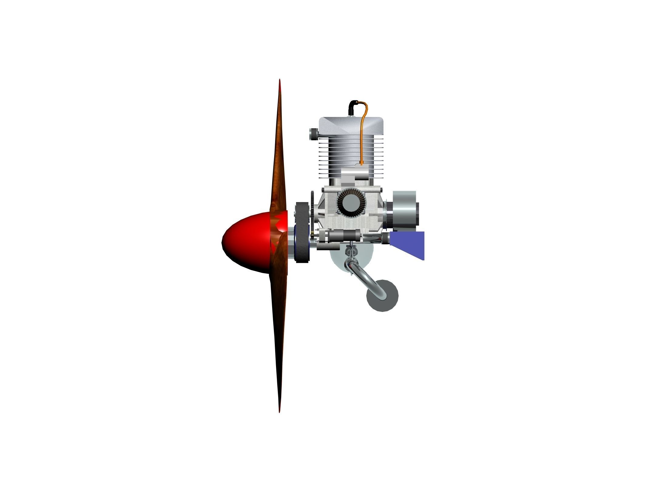 Two-stroke air-cooled engine 3D model_1
