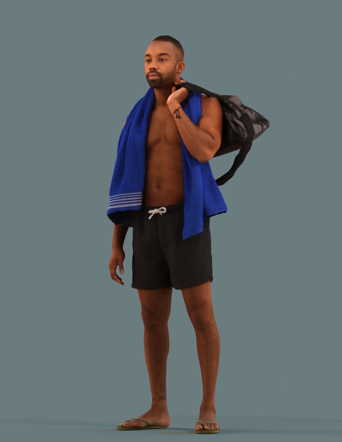 Set of 3D men at the gym and spa 3D model_5