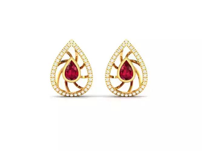 Women pendant earrings set 3dm render detail