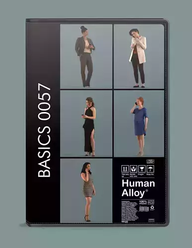 Set of 3D women using the phone