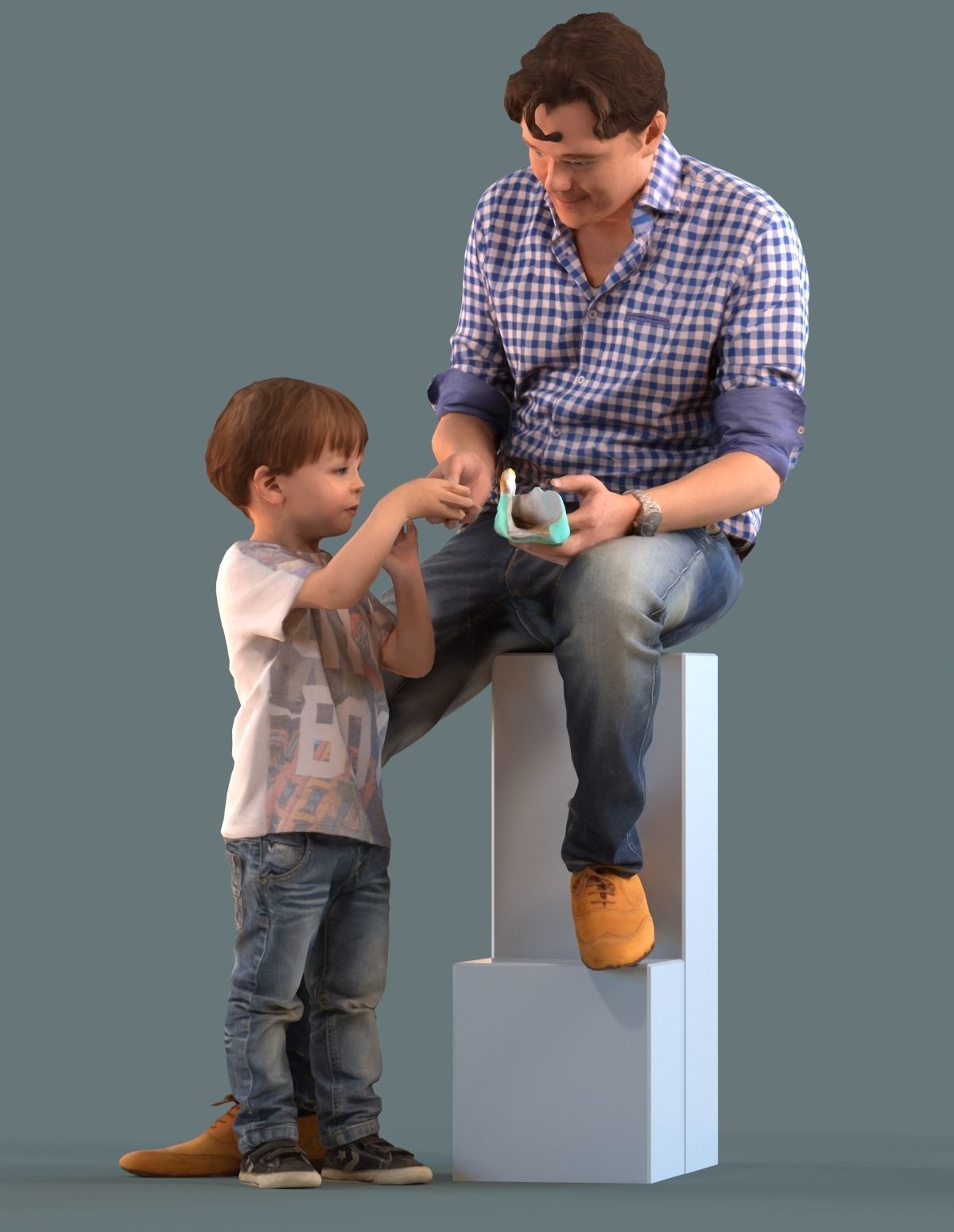 Set of 3D kids and families 3D model_2