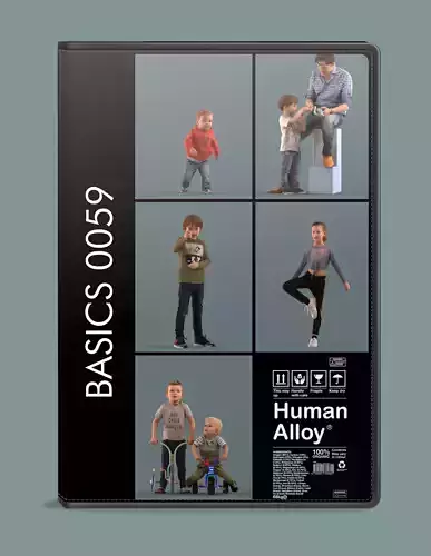 Set of 3D kids and families 3D model
