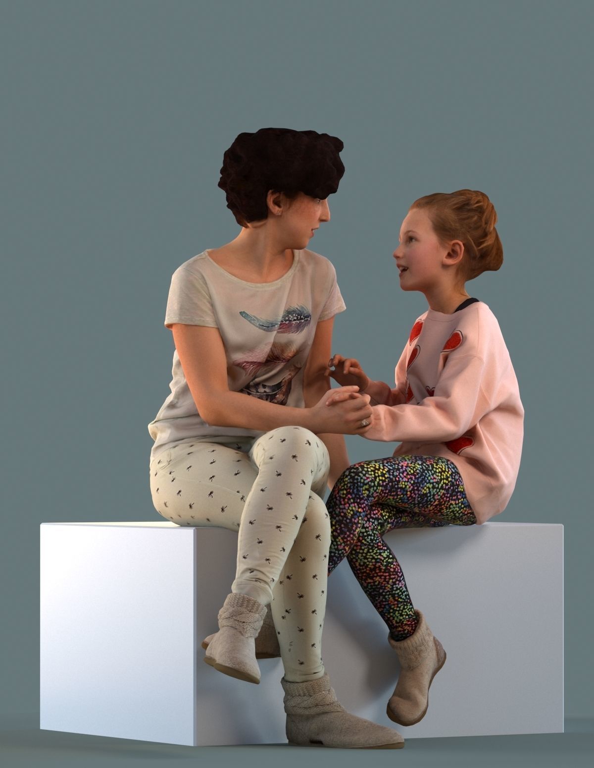 Set of 3D kids and families 3D model_5