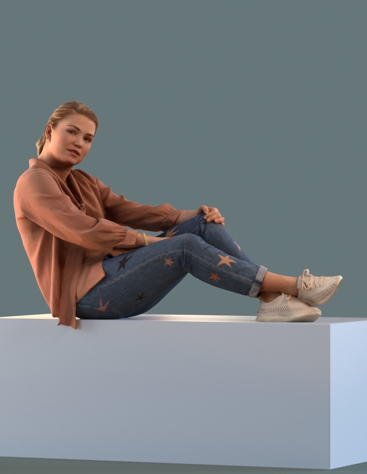 Set of 3D people sitting in sofa poses 3D model_3