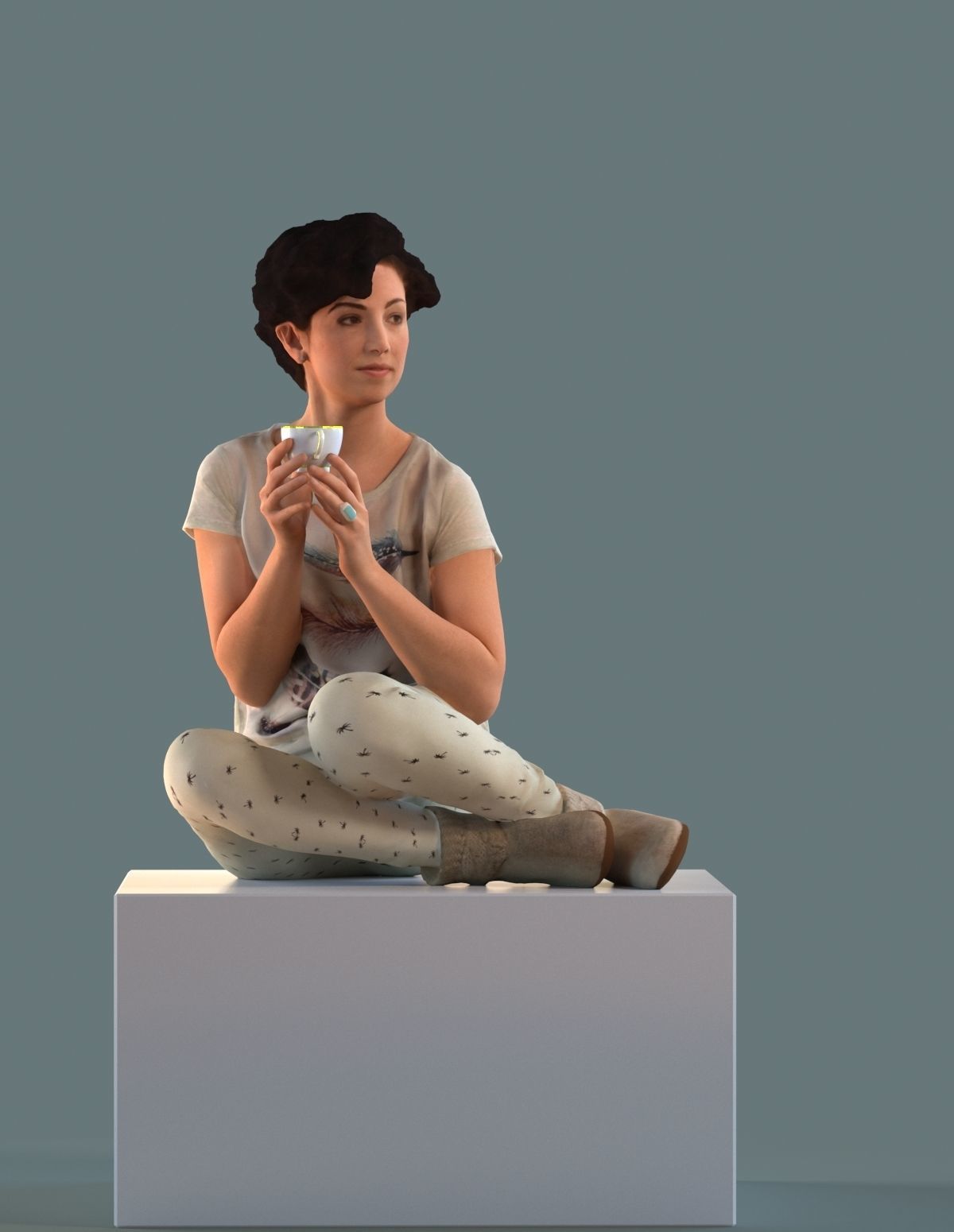 Set of 3D people sitting in sofa poses 3D model_5