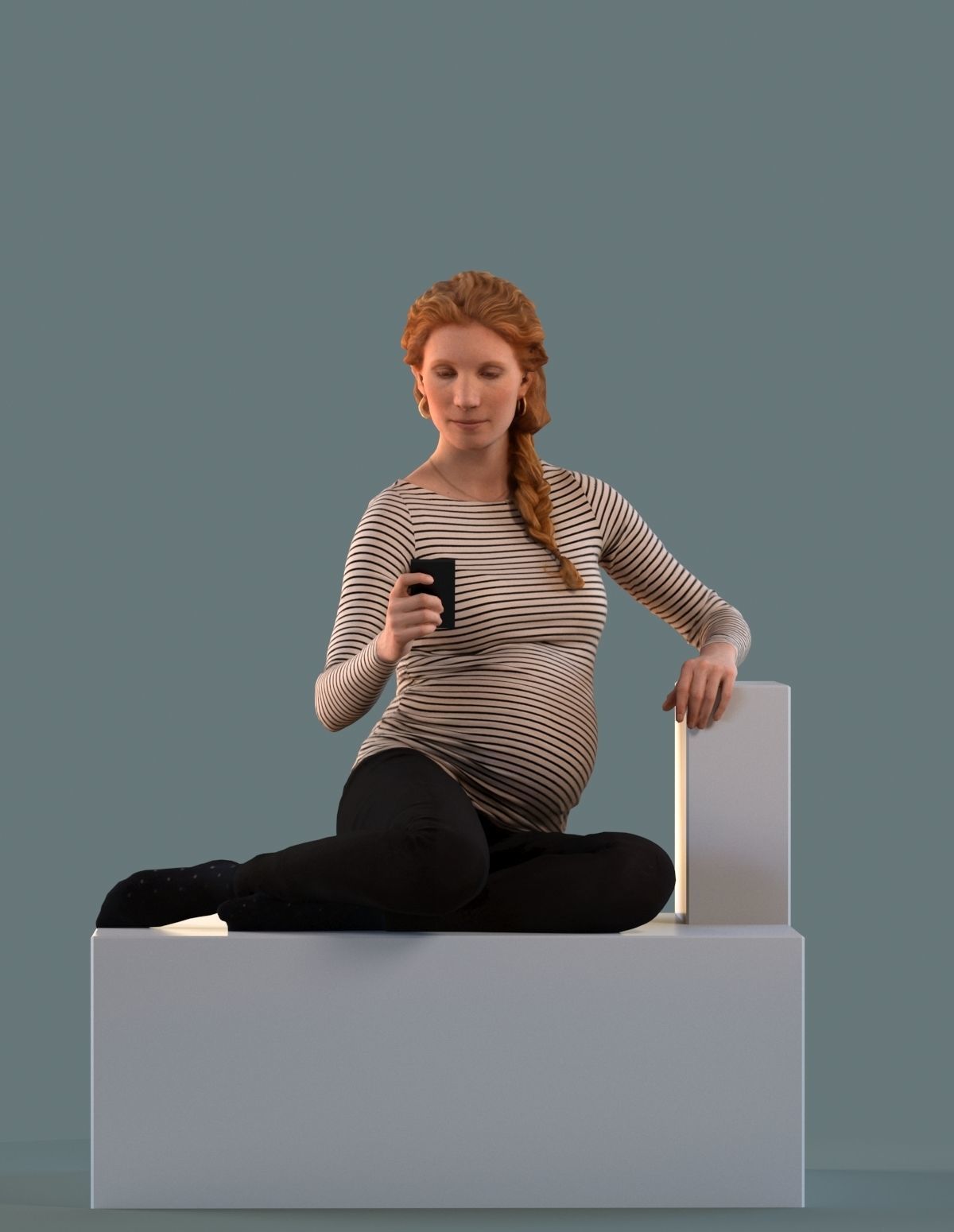 Set of 3D people sitting in sofa poses 3D model_6