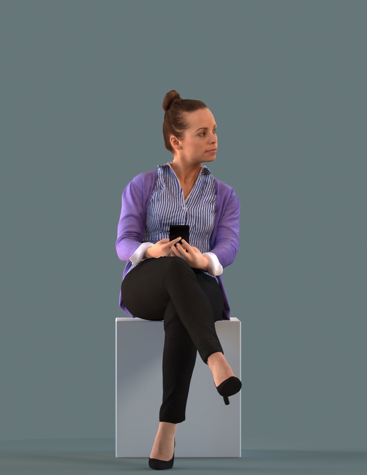Set of 3D people sitting in sofa poses 3D model_2
