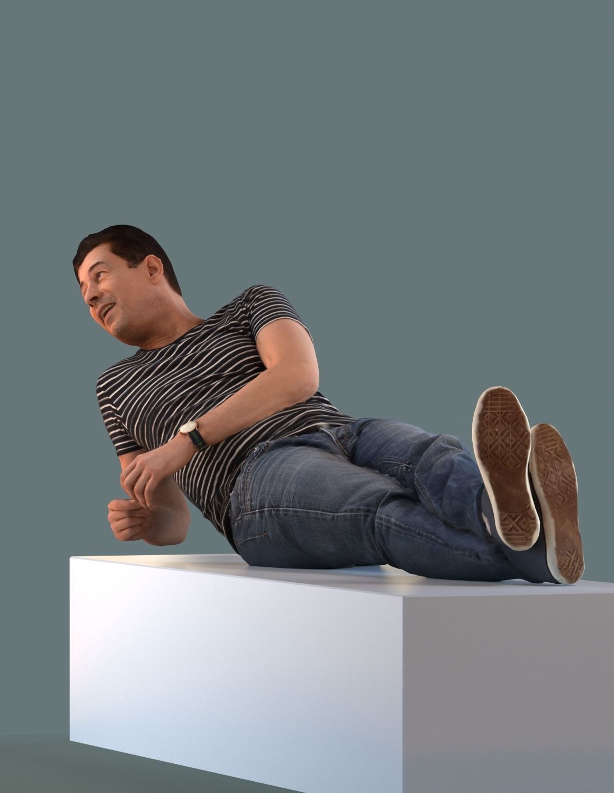 Set of 3D people sitting in sofa poses 3D model_4