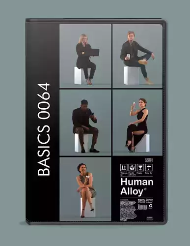 Set of 3D people sitting in various poses 3D model