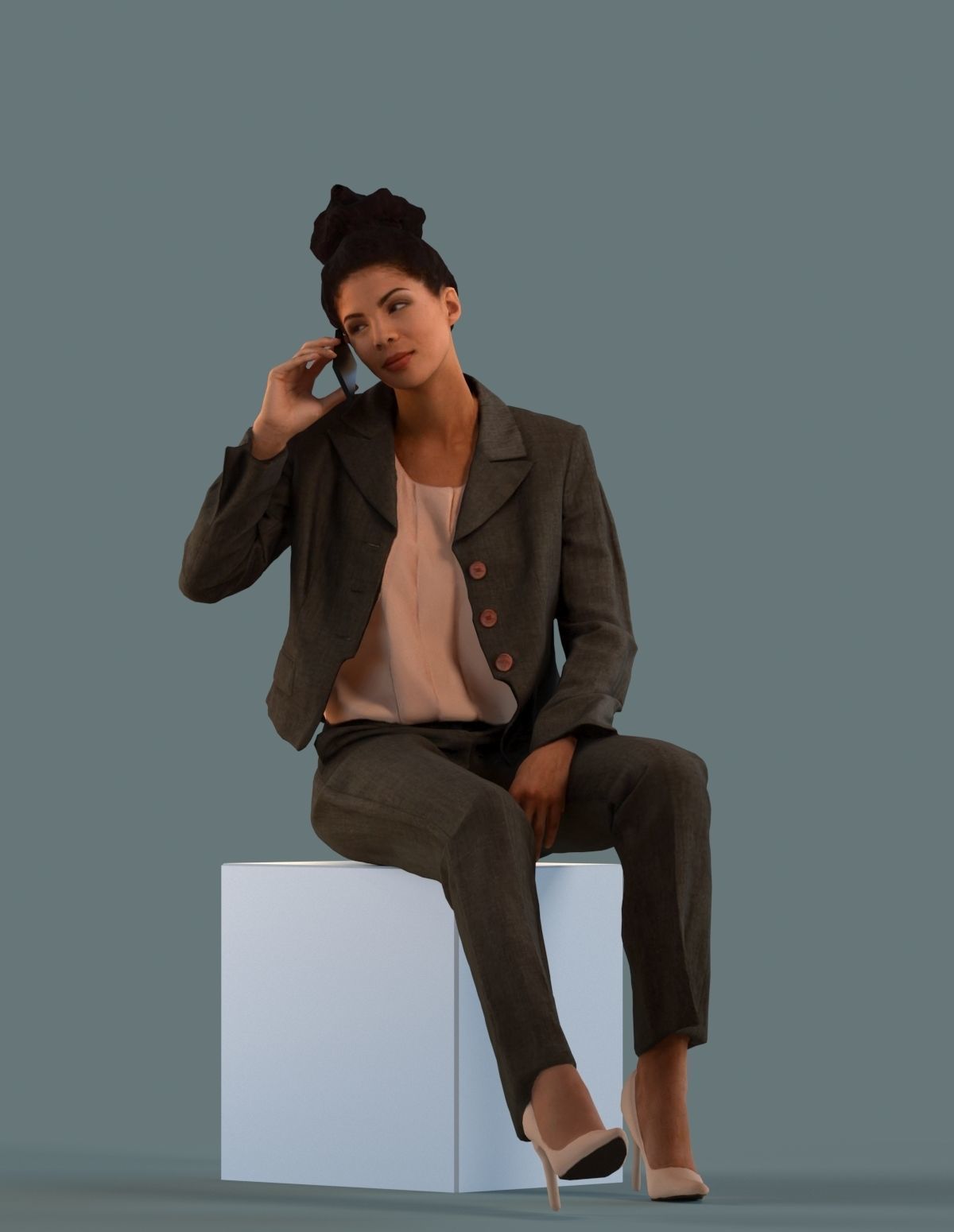 Set of 3D women talking on the phone 3D model_5