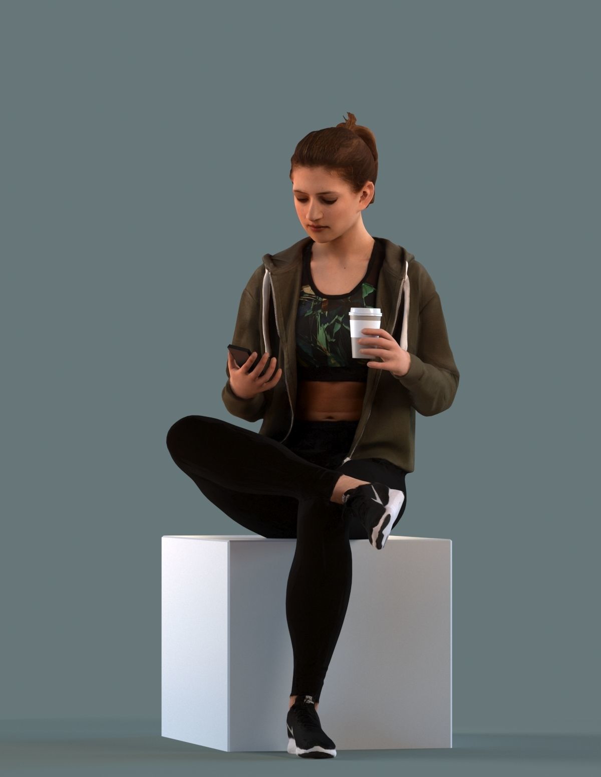 Set of 3D women talking on the phone 3D model_3
