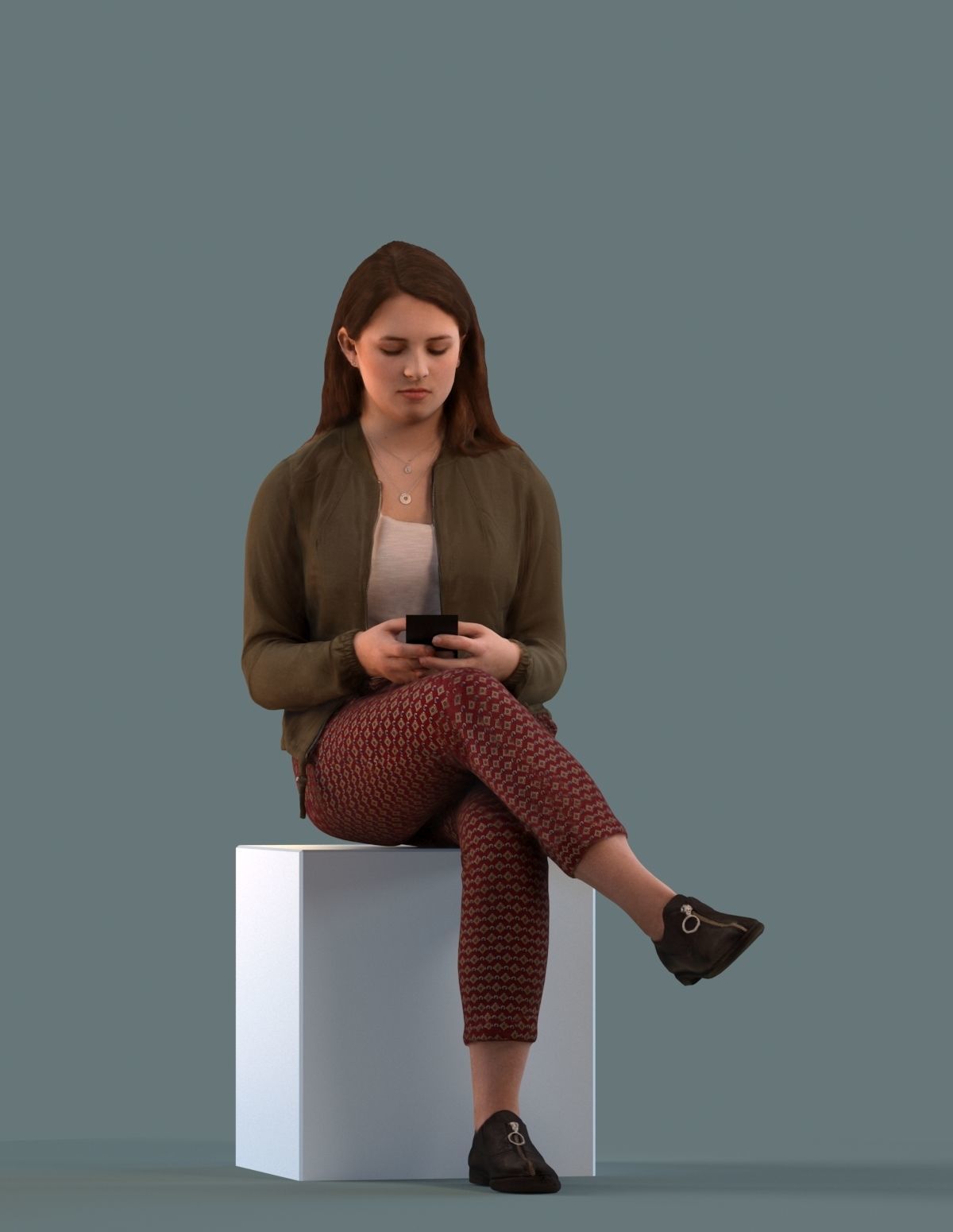 Set of 3D women talking on the phone 3D model_6