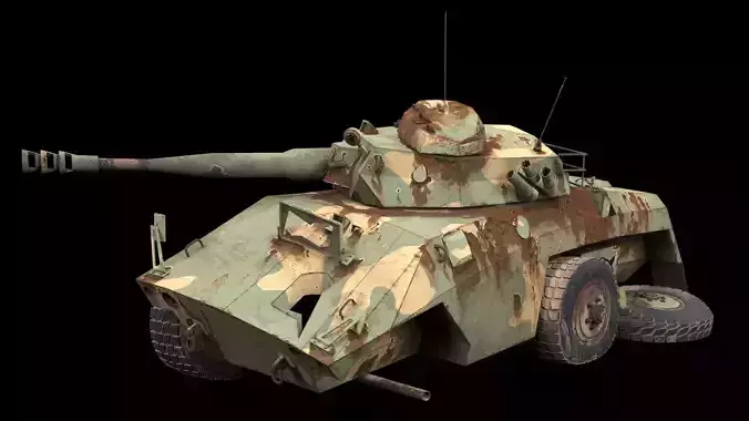damaged EE-9 Cascavel tank Free low-poly 3D model