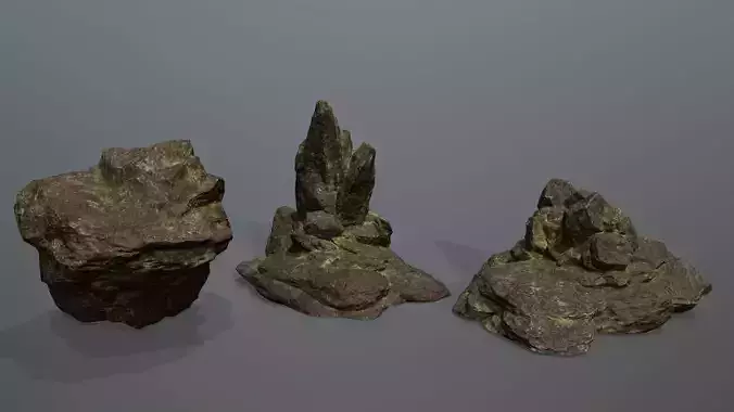Rock Set Low-poly 3D model