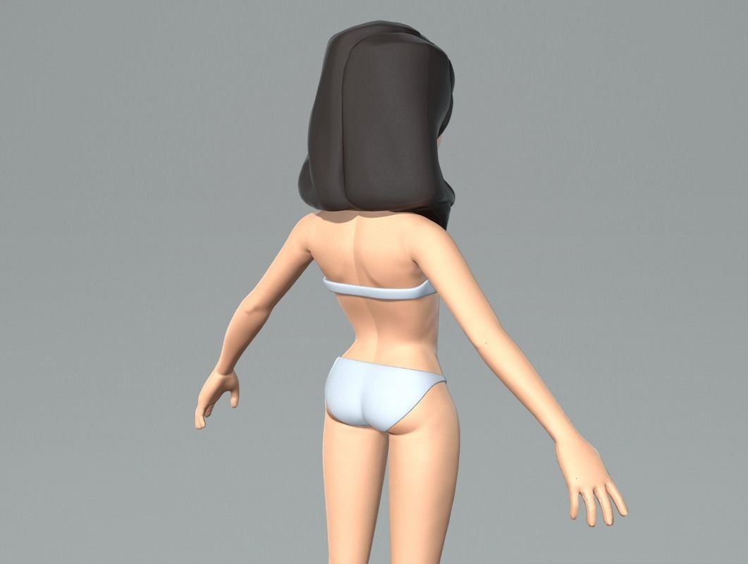 Cute cartoon teenager girl base mesh Low-poly 3D model_6