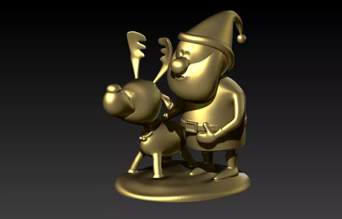 Santa with Deer Model for 3D Printing 3D print model_0