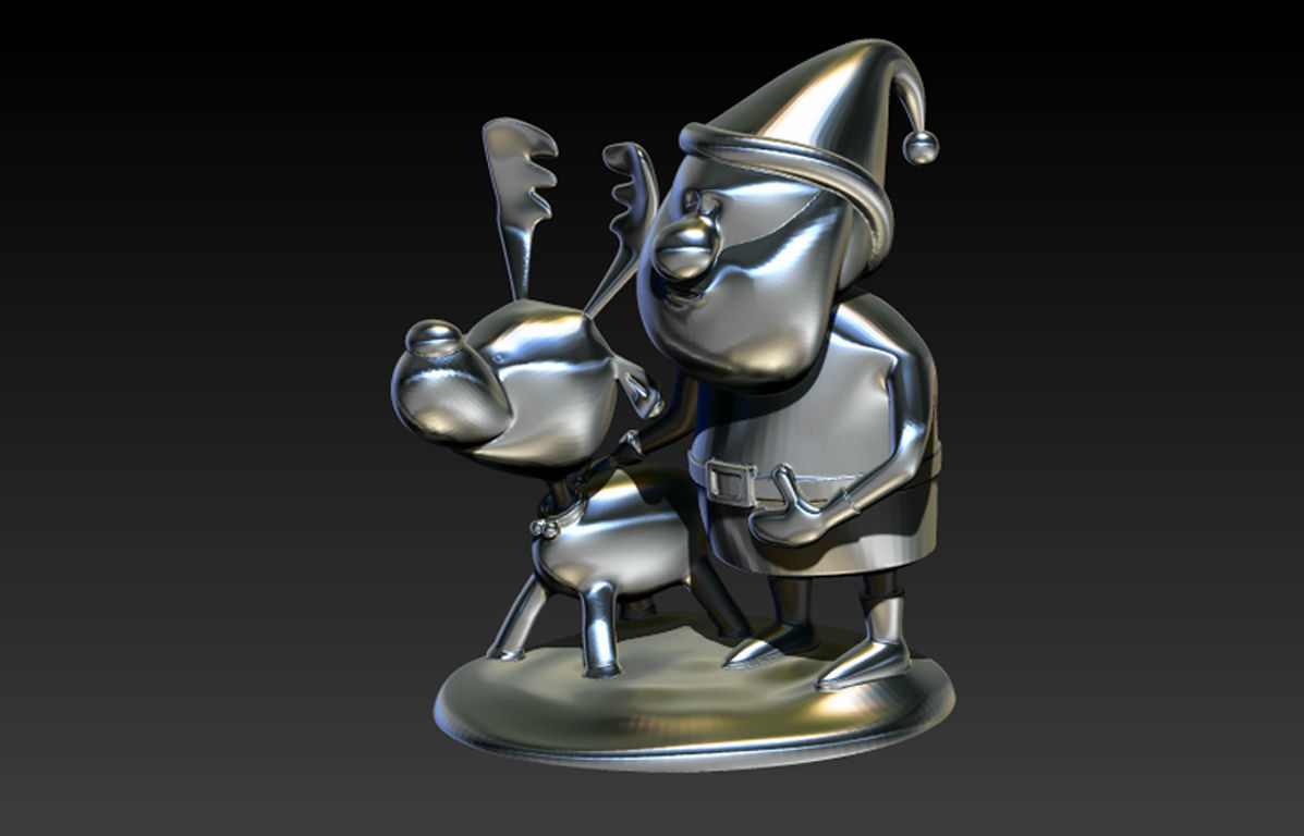 Santa with Deer Model for 3D Printing 3D print model_17