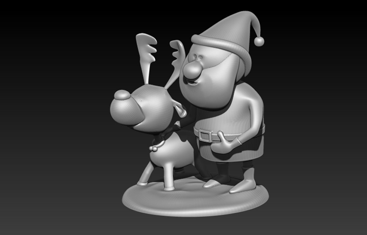 Santa with Deer Model for 3D Printing 3D print model_15