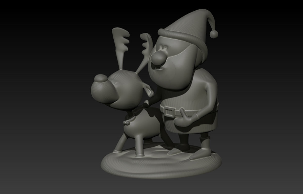 Santa with Deer Model for 3D Printing 3D print model_11