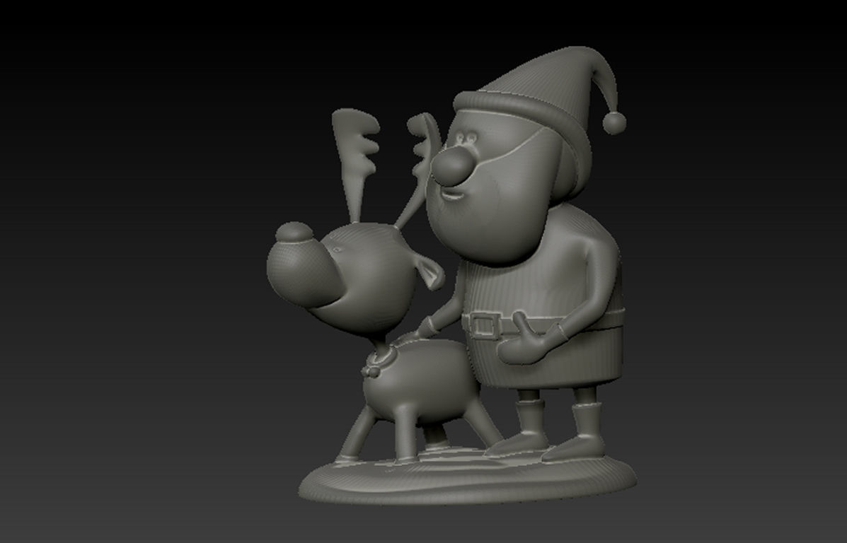 Santa with Deer Model for 3D Printing 3D print model_1