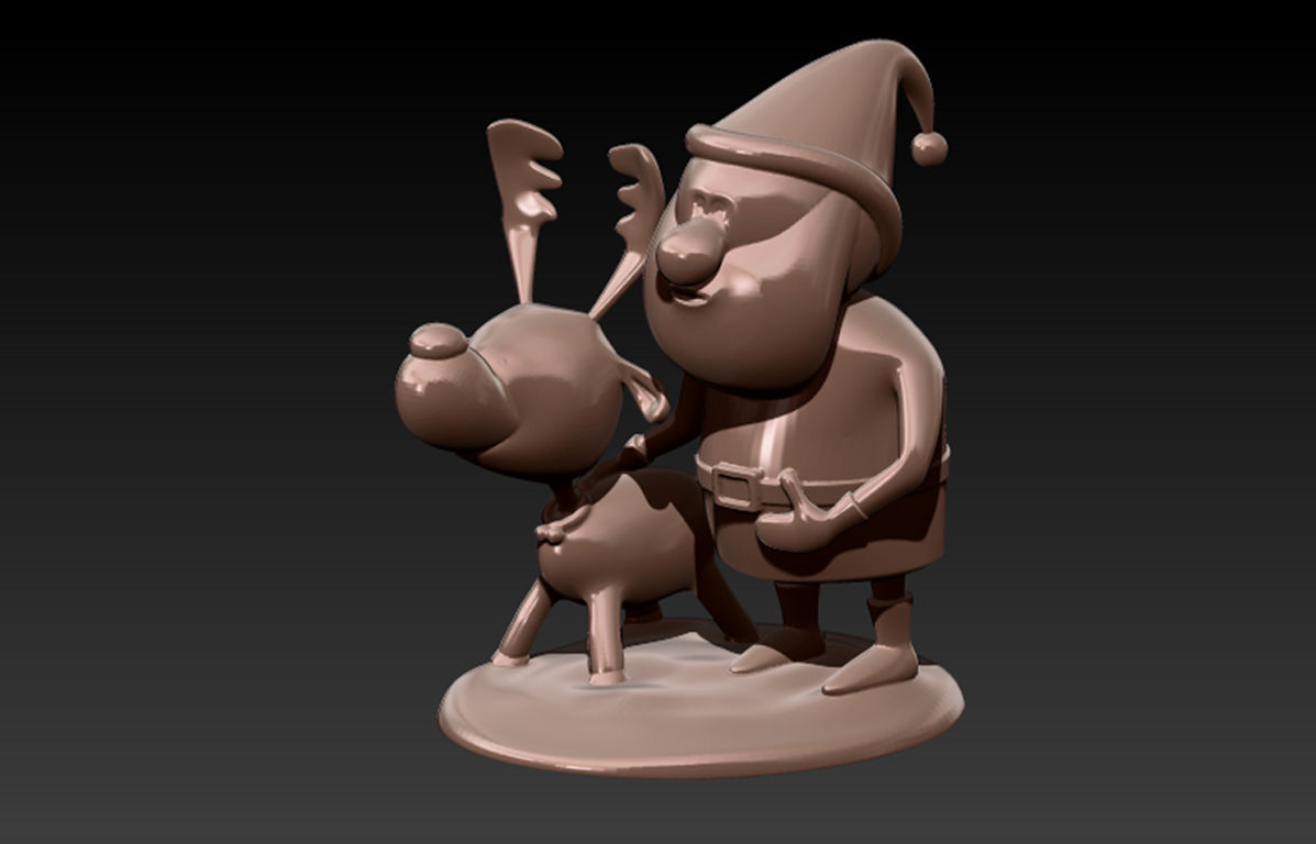 Santa with Deer Model for 3D Printing 3D print model_16