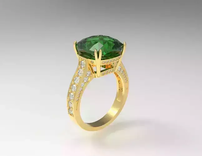 Ring with 11mm cushion square gem and diamonds