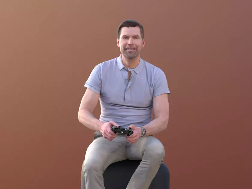 Lars 10429 - Playing Casual Man Low-poly 3D model_0