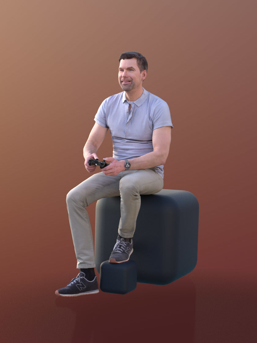 Lars 10429 - Playing Casual Man Low-poly 3D model_2