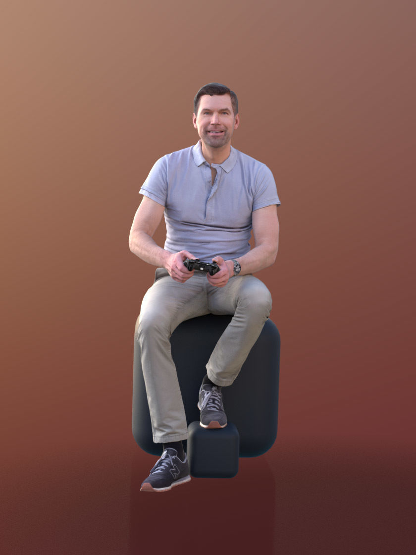 Lars 10429 - Playing Casual Man Low-poly 3D model_1
