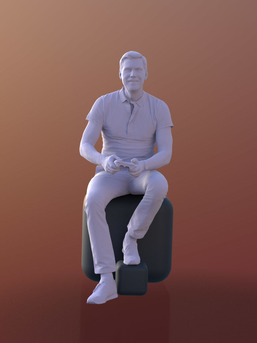 Lars 10429 - Playing Casual Man Low-poly 3D model_3