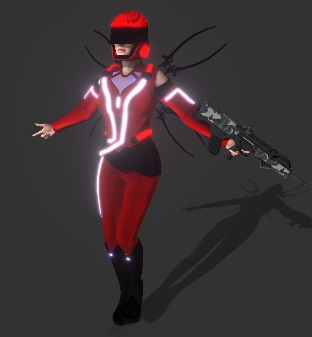 Tron pilot Low-poly 3D model_1