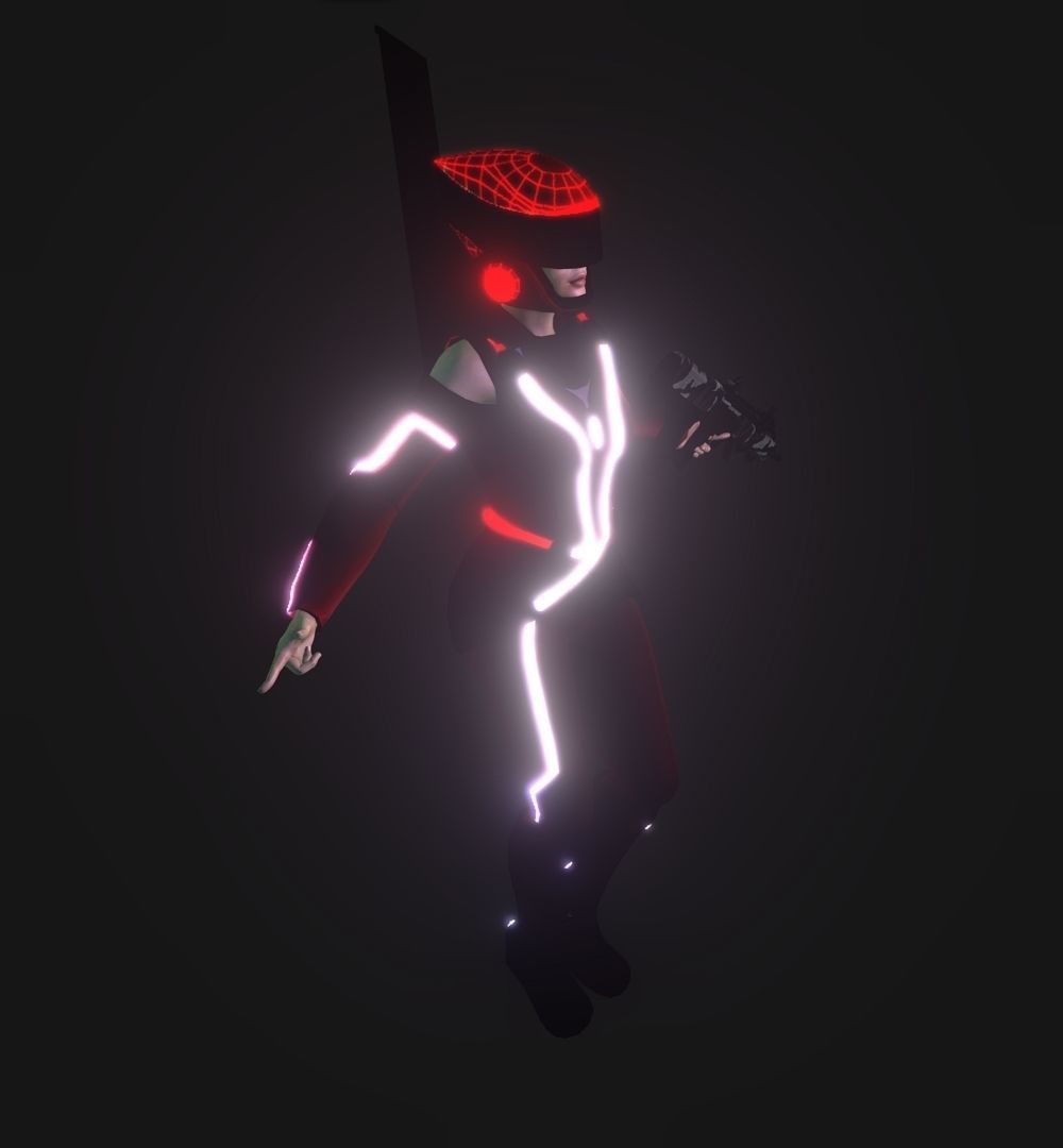 Tron pilot Low-poly 3D model_4