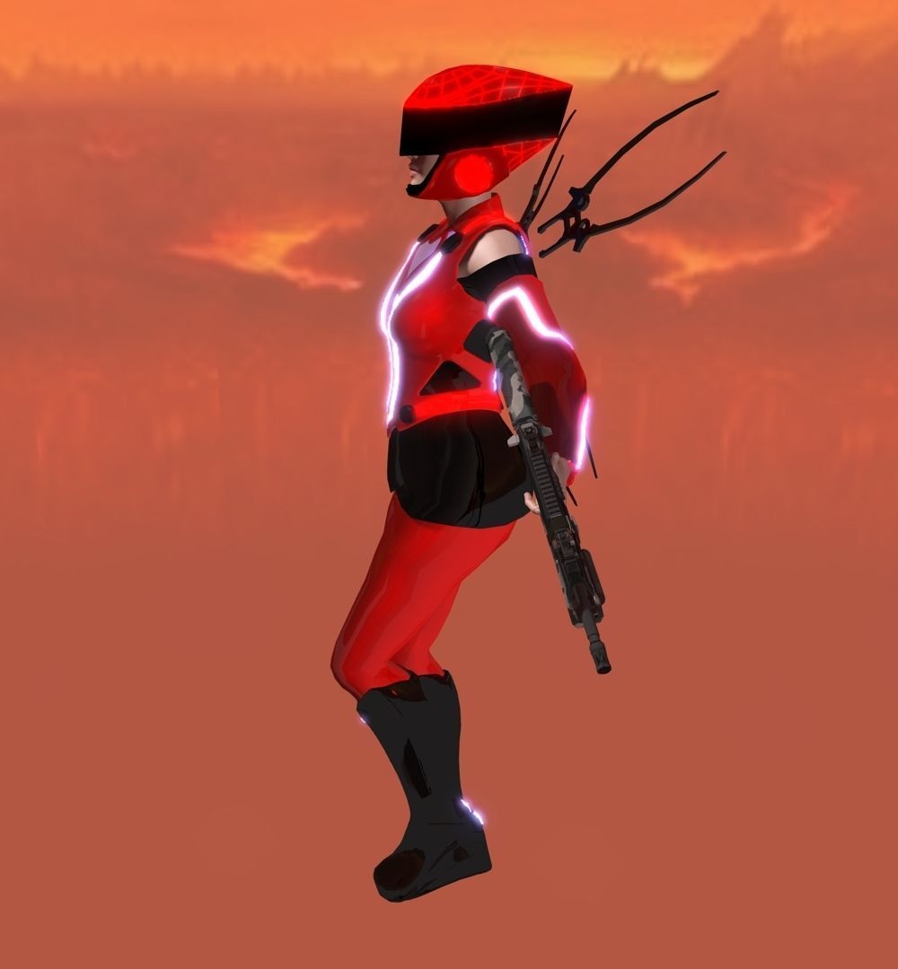 Tron pilot Low-poly 3D model_3