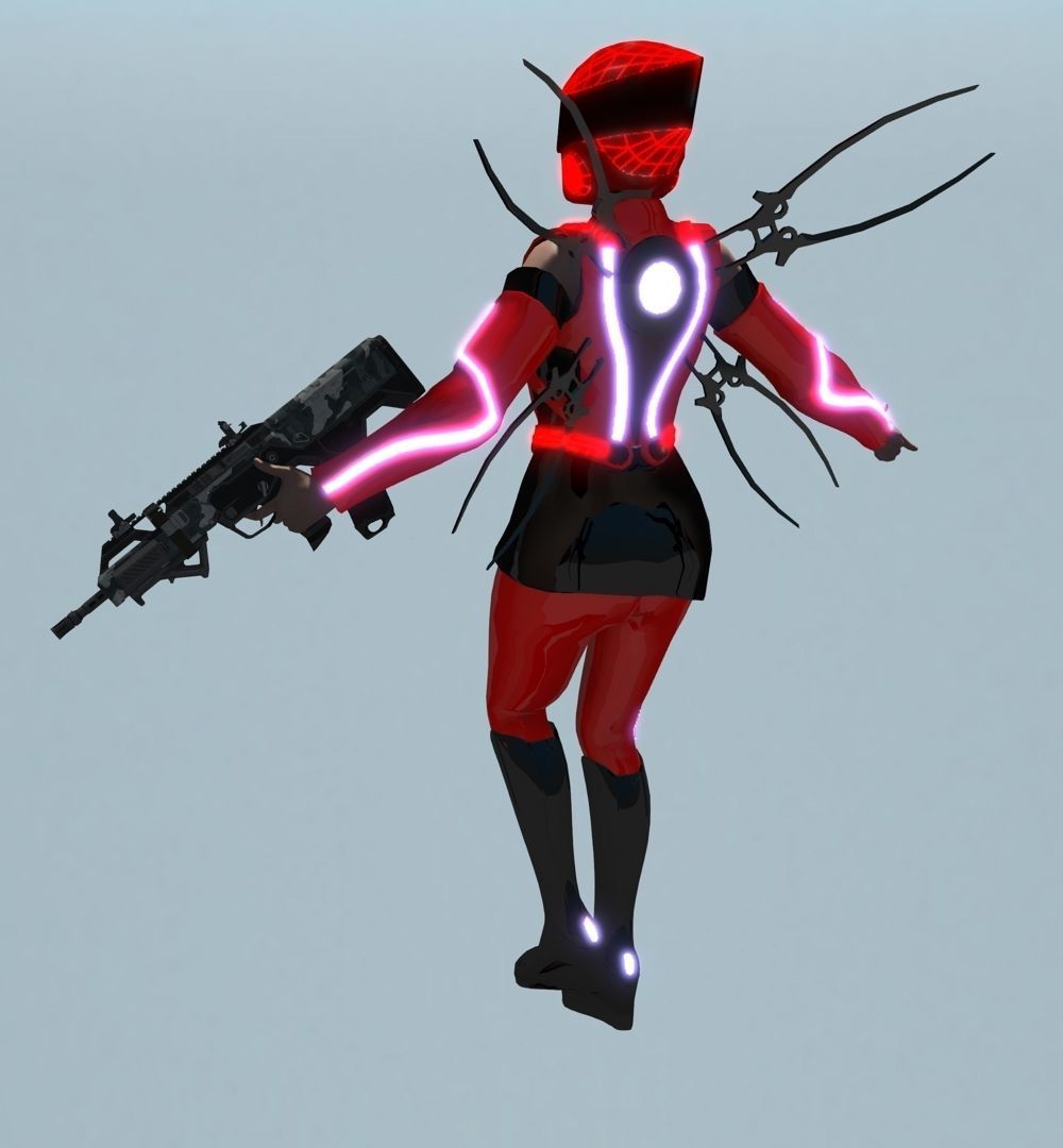 Tron pilot Low-poly 3D model_2