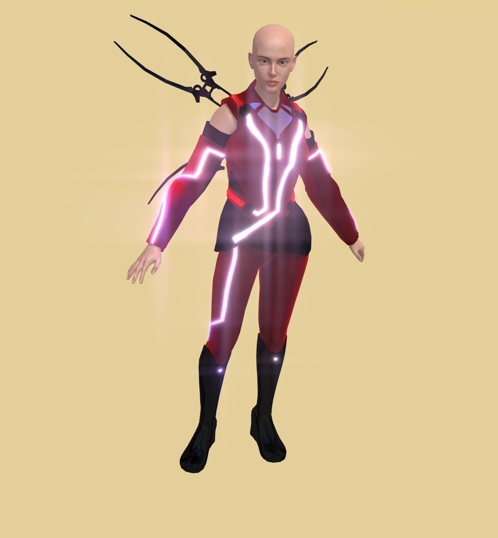 Tron pilot Low-poly 3D model_5