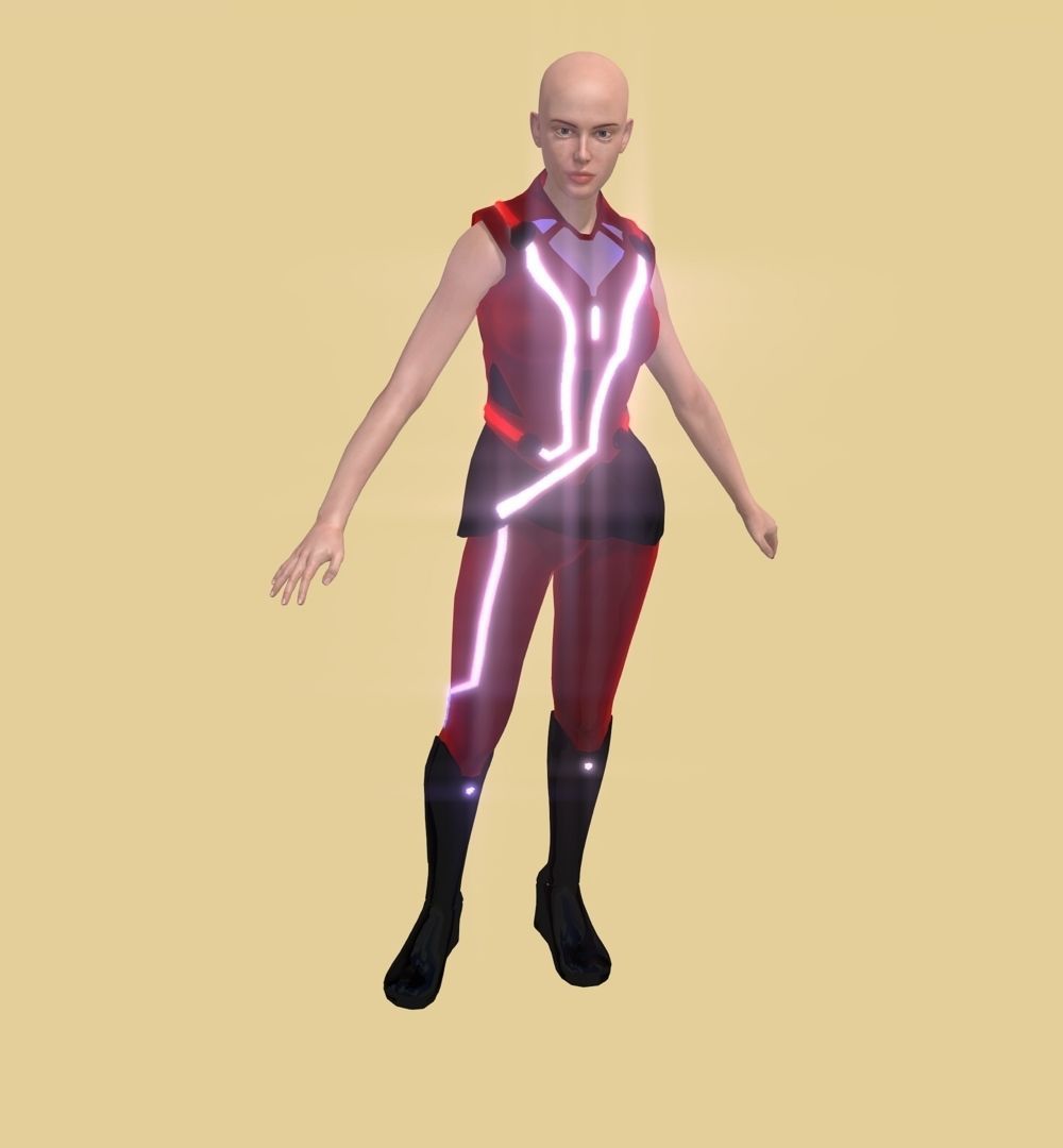 Tron pilot Low-poly 3D model_6