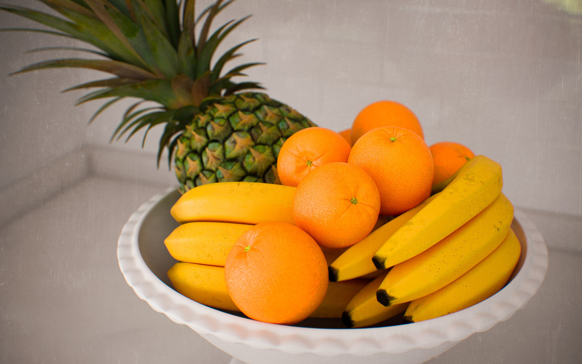 Fruits fruit bowl with oranges and pineapples 3D model_12
