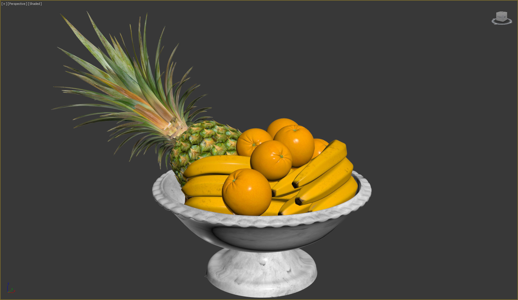 Fruits fruit bowl with oranges and pineapples 3D model_1
