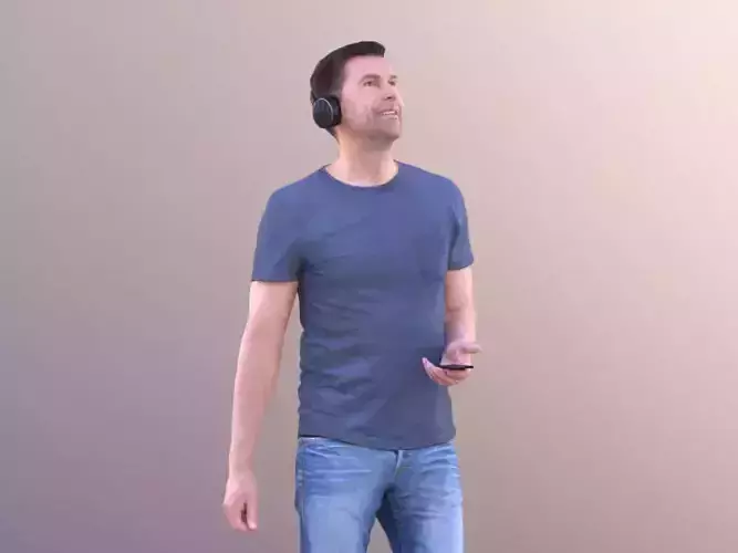 Lars 10418 - Standing Casual Man hearing Music