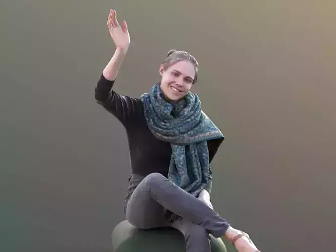 Marie 10402 - Sitting Casual Girl Low-poly 3D model