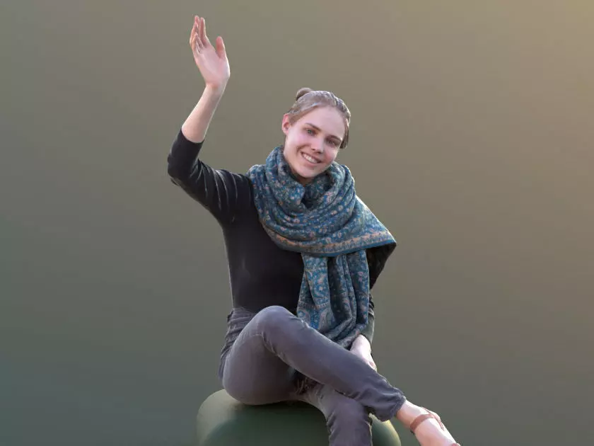 Marie 10402 - Sitting Casual Girl Low-poly 3D model_0