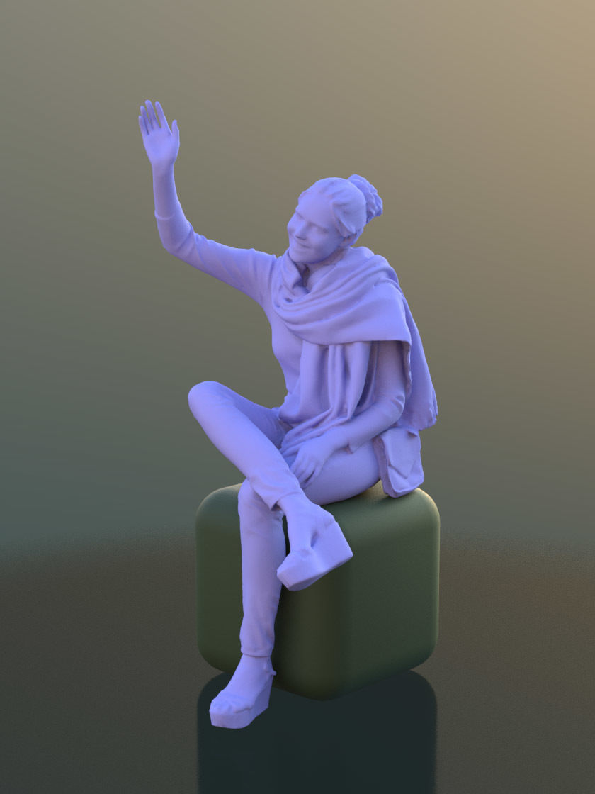 Marie 10402 - Sitting Casual Girl Low-poly 3D model_4