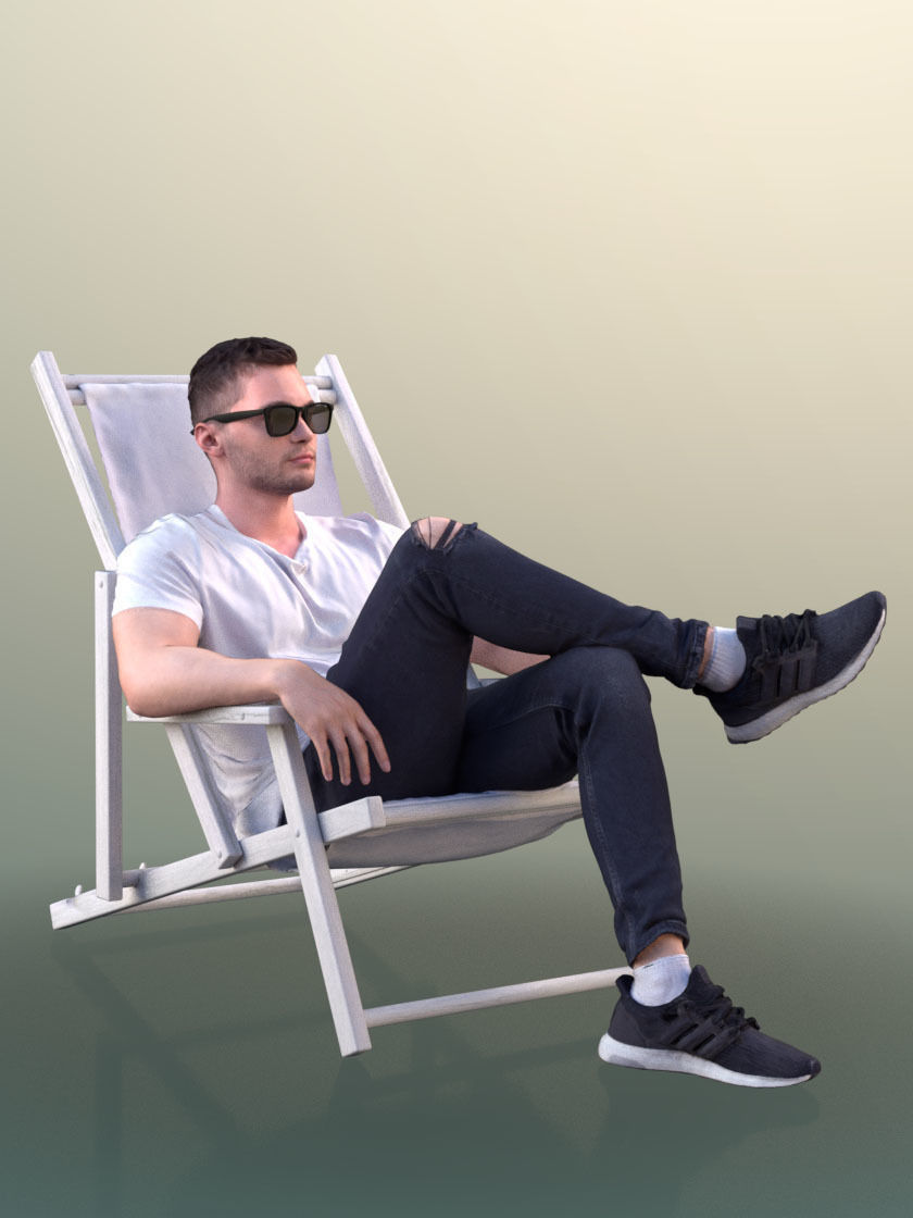 Rick 10498 - Chilling Casual Guy Low-poly 3D model_1