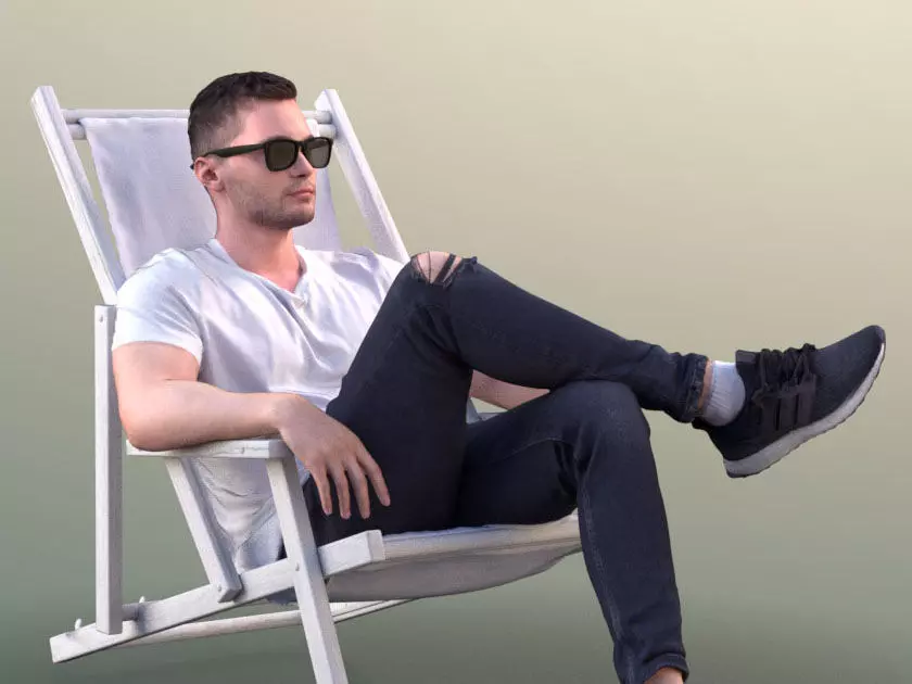 Rick 10498 - Chilling Casual Guy Low-poly 3D model_0
